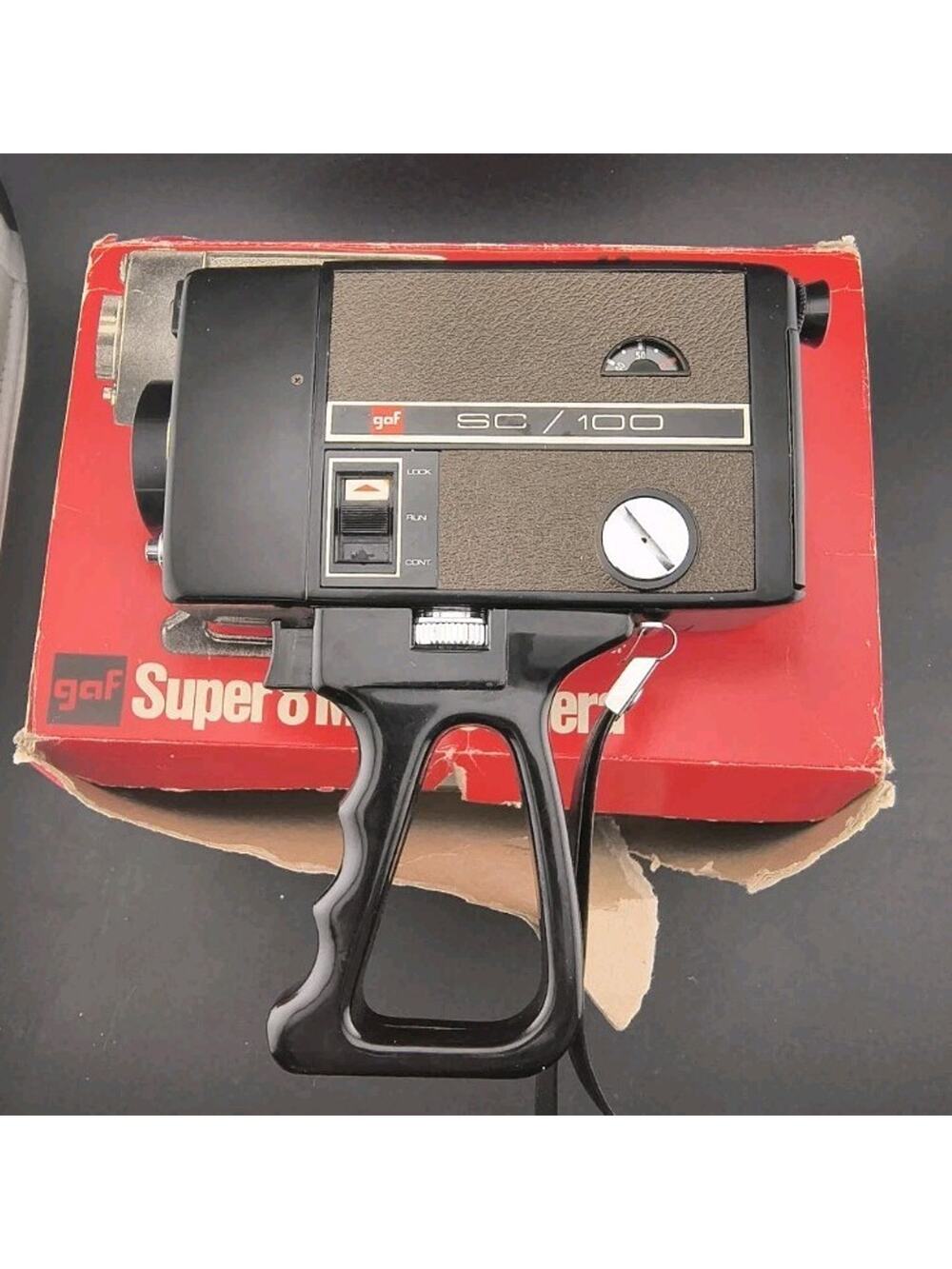 Vintage GAF SC/100 Super 8 Movie Camera | For Parts or Repair | W/ Box & Film